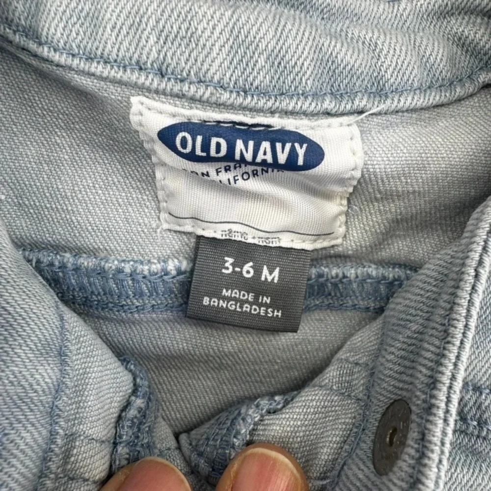 Old Navy Baby Light Wash Collarless Denim Jean Jacket 3-6 Months Snap Front
